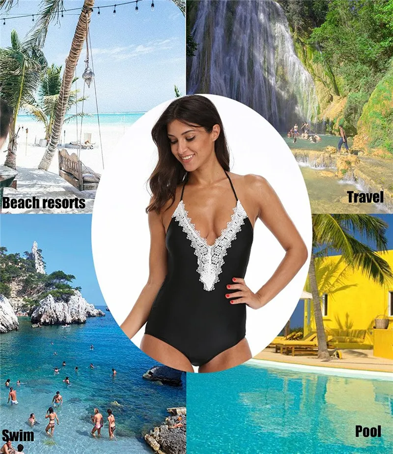 SEXYWG цельный купальник женский 2019 для пляжа Одежда Глубокий V Холтер Купальники