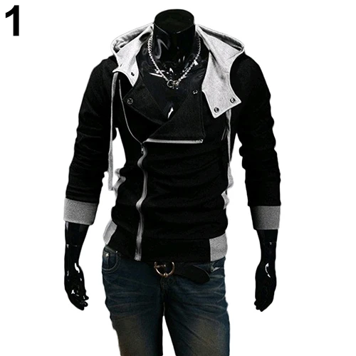 

2017 New Fashion Men Long Sleeve Zipper Hooded Jacket Sweatshirt Cool Slim Fit Outwear