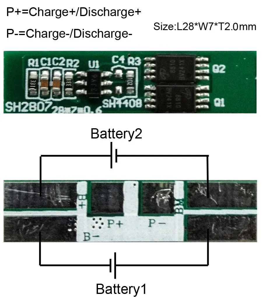 Модуль защитной цепи 2 S 5A PCB PCM BMS батарея защиты доска для 7,4 В литий-ионный плата защиты литий-полимерных аккумуляторов пакет SH2807-LX2S5A