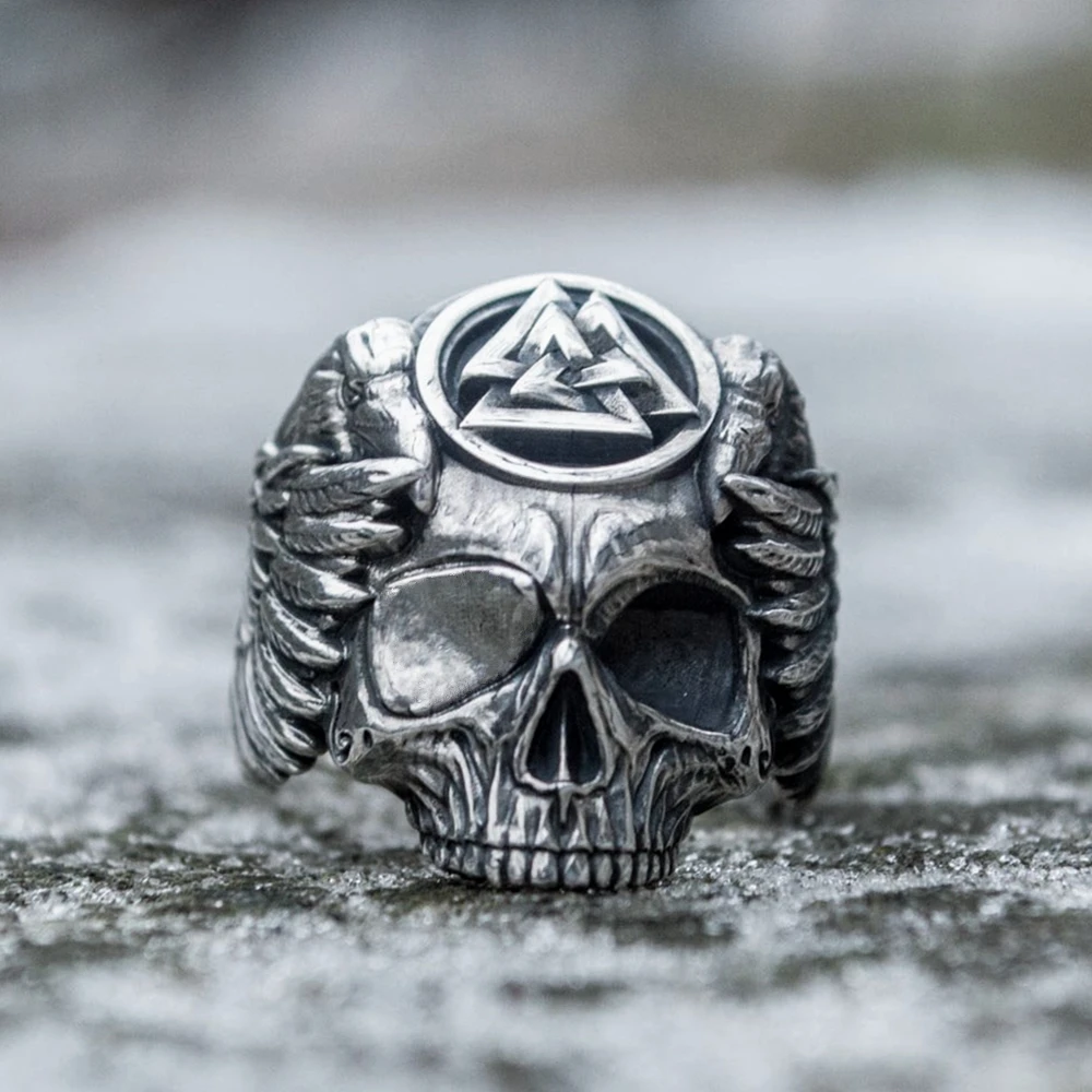 Кольцо из нержавеющей стали Odin с воронами мужское кольцо викинга Valknut Sukll