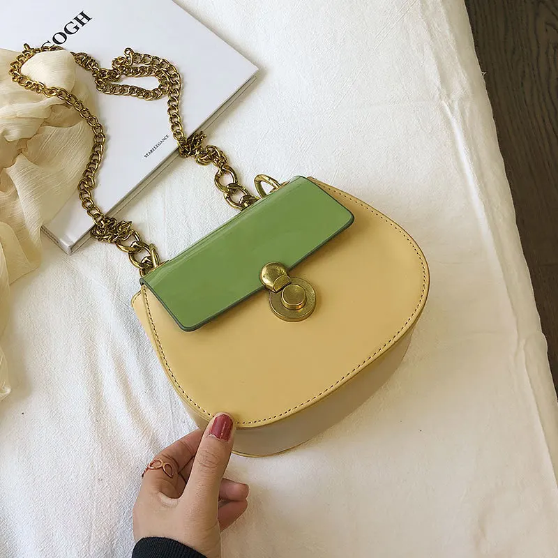 بسيطة سلسلة حقيبة كتف خياطة الألوان الأعلى مقبض حقيبة جلدية Crossbody حقائب للنساء الفاخرة مصمم الفاخرة السرج حقيبة