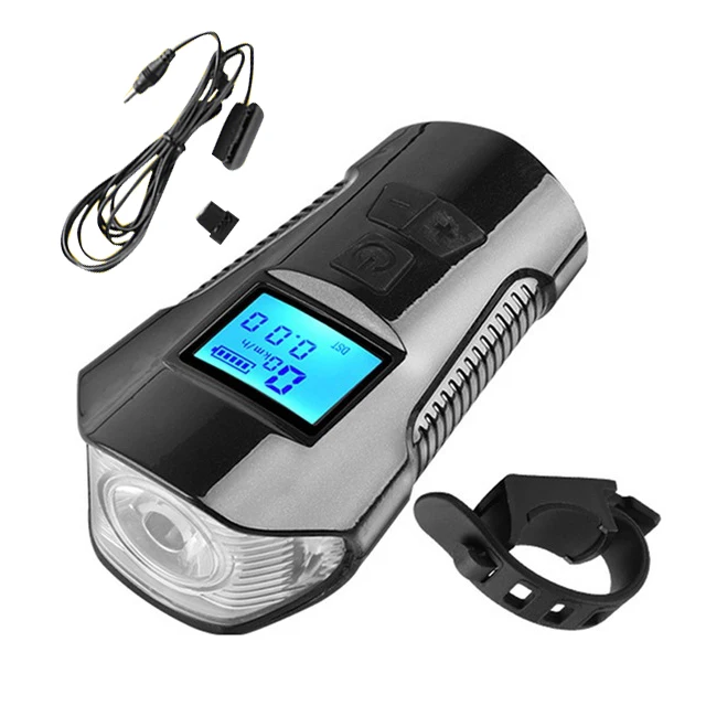 ABGZ-Многофункциональный велосипедный светильник Usb Перезаряжаемый водонепроницаемый велосипедный компьютер с электрическим рогом звонок на руле велосипеда Велоспорт Headlig