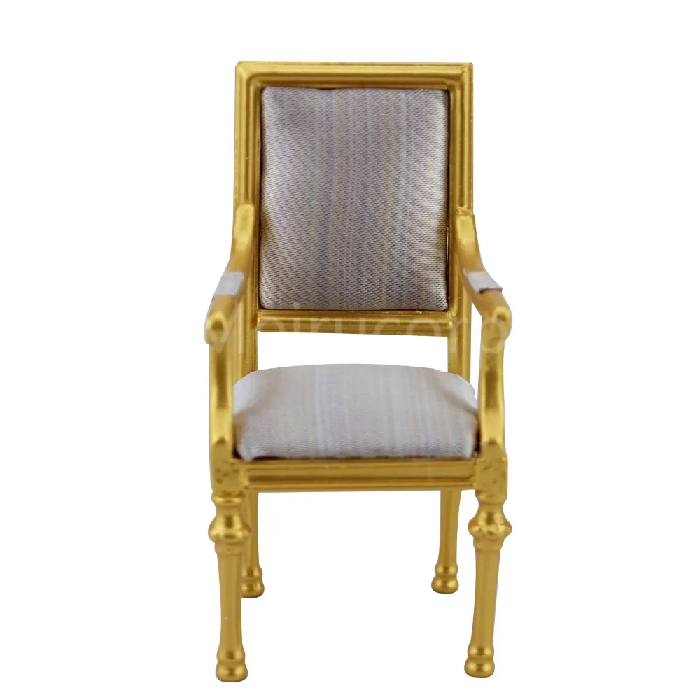 Dollhouse miniature 1/12 scale Living Room Furniture Golden luxury armchair