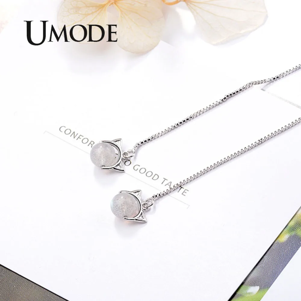 UMODE новые Клубничные кварцевые Висячие серьги для женщин милая кошка белая