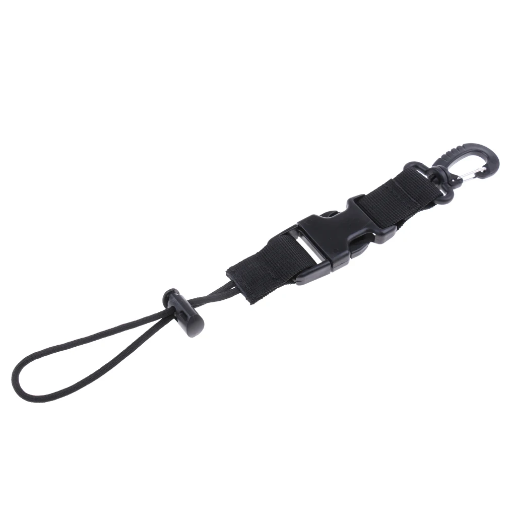 Underwater Scuba Diving Lanyard Camera Torch Light Holder Strap Quick Release Buckle Black Nylon Diving Equipment