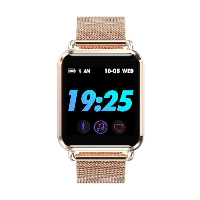 Обновленная Новинка Q3 Plus, 1,3 дюймов, сенсорный экран, умные часы для мужчин и женщин, HR, монитор артериального давления, водонепроницаемый, спортивный, фитнес-трекер - Цвет: Rose Gold Steel