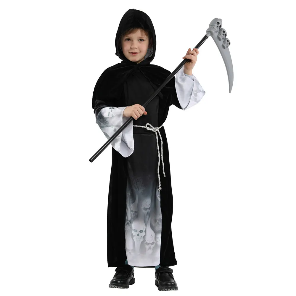 Kids Child Forsaken Souls Costume Spooky Grim Reaper Costumes for boys Halloween Purim Carnival Party Mardi Gras Fancy Dress