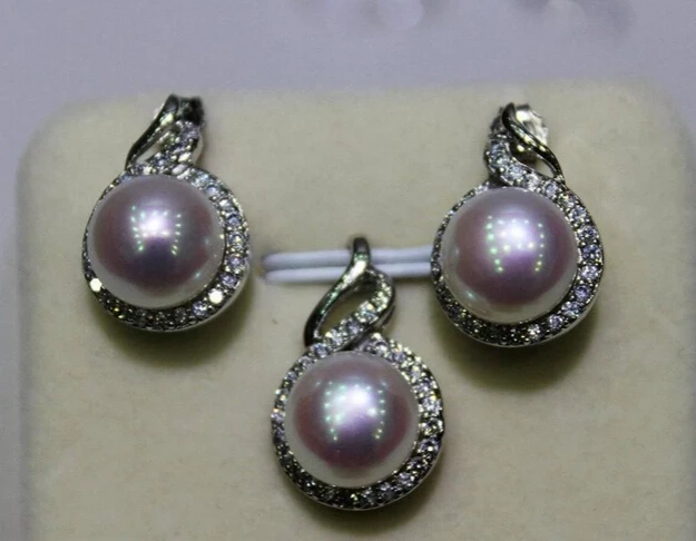 

Jewelry 00951 White fresh water pearl Earring 9.5mm set Alloy "Handmade