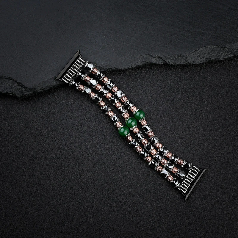 Agate Watch Strap for Apple Watch 38mm 42mm Hematite Bracelet Watch Band for iwatch 3 2 1 Jade Pulseira Feminina Watchband (8)