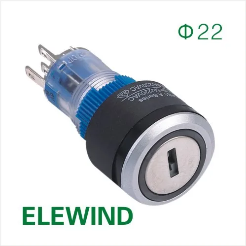ELEWIND 22 мм круглый с подсветкой клавишный переключатель блокировки (/21B/G/12V) ключ не