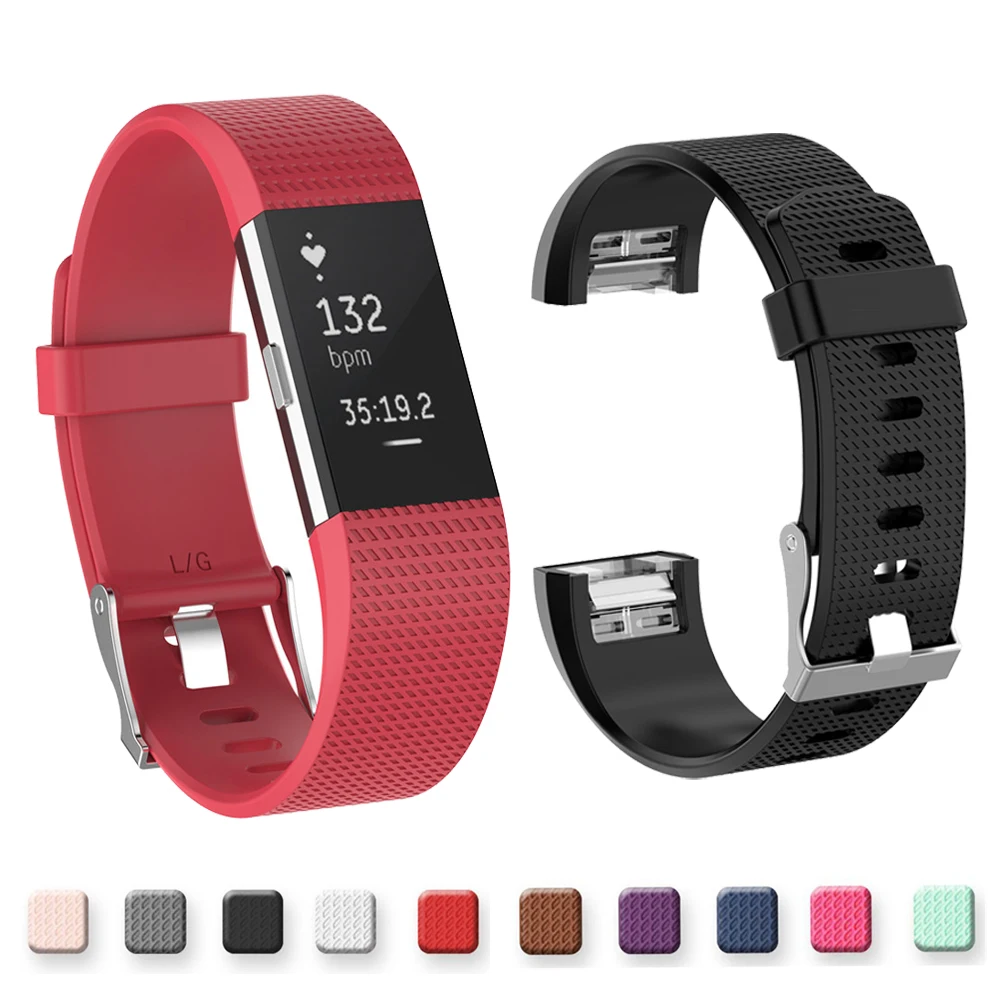 Черный силиконовый ремешок для фитнес браслета fitbit Charge 2 сменный спортивный