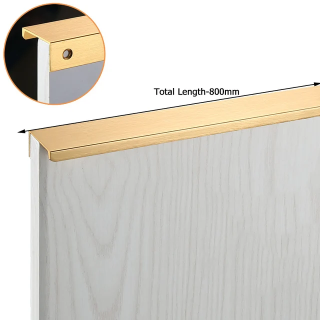 NAIERDI Black Hidden Handles Aluminum Alloy Kitchen Cupboard