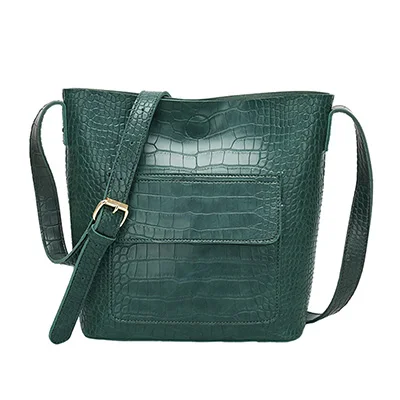 Модная женская сумка через плечо с узором «крокодиловая кожа», роскошная сумка на плечо с клапаном и карманом, женская сумка-мессенджер с регулируемым ремешком из искусственной кожи - Цвет: Green