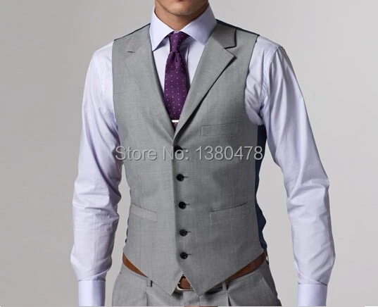 Hommes Revers Fente D'affaires Latérale Pantalon Veste De Boutons Cravate Clair Gris Fit Cran 2016 Conception Marié Homme Gilet Smokings Slim Costume Deux Costumes qtw6UAz