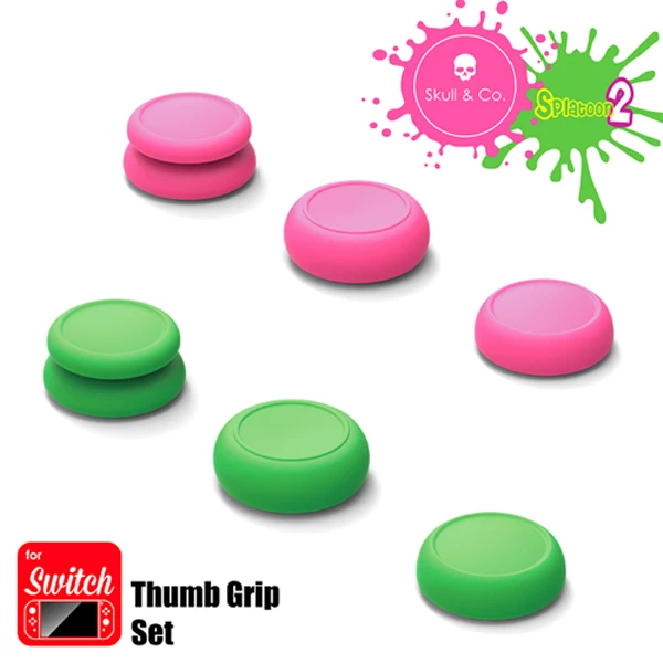 10 комплектов Skull& Co. Skin, CQC, FPS Thumb Grip набор джойстика колпачок Thumbstick чехол для kingd nintendo Switch Joy-Con контроллер - Цвет: Pink and Green
