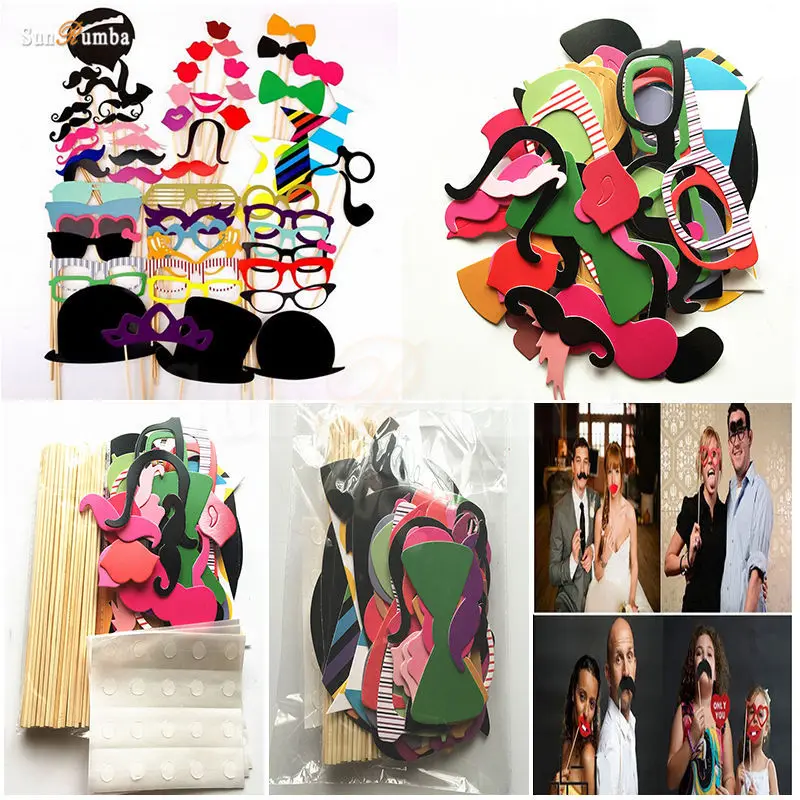 

58Pcs Funny Photo Booth Props Decoration Photobooth Wedding Decoration Birthday Event Party Photobooth Props Supplies Photocall