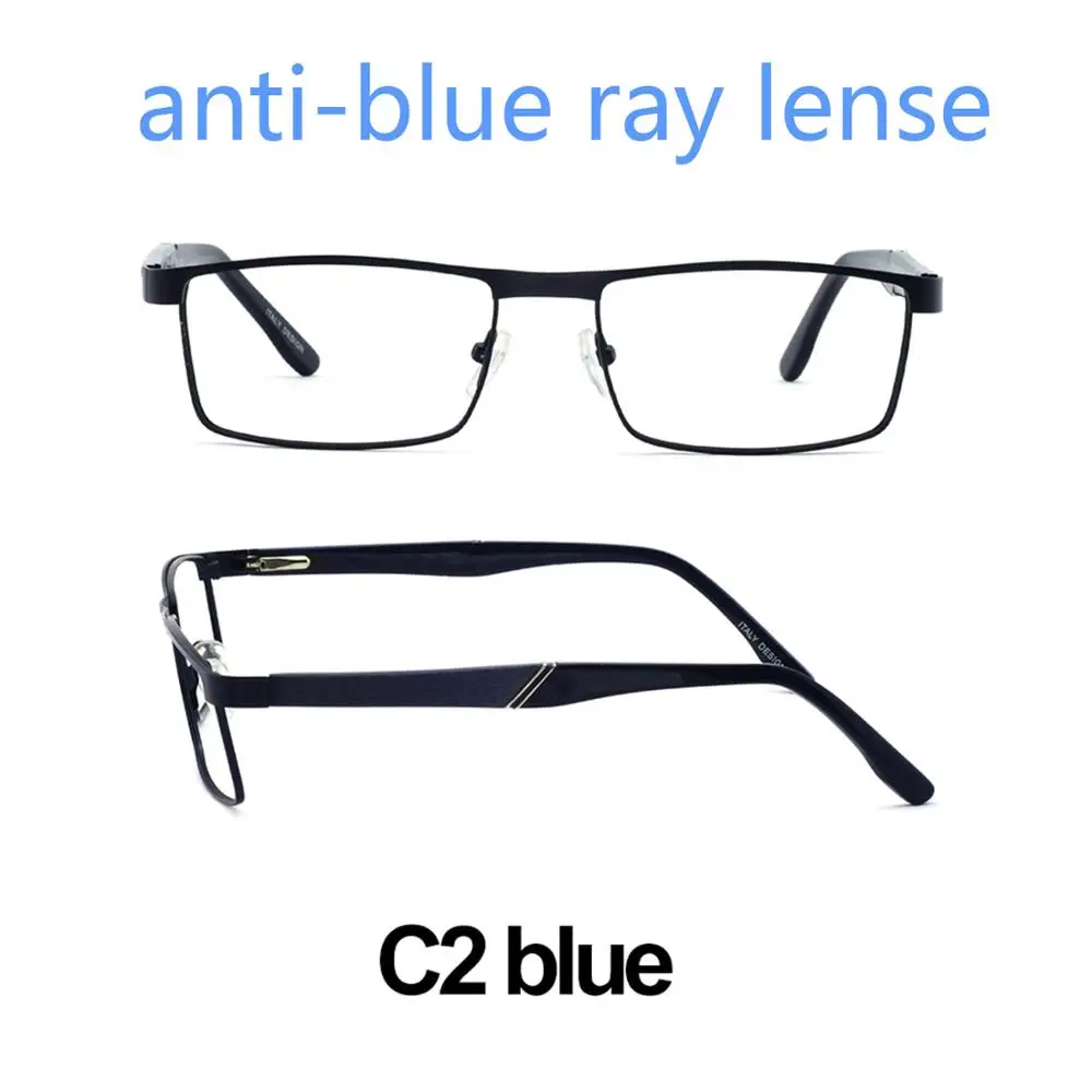 Анти-синий луч компьютерные очки мужские черные фотохромные прозрачные очки близорукость прогрессивные металлические оправы для очков Маре AZZURO OC3025 - Цвет оправы: C2A blue