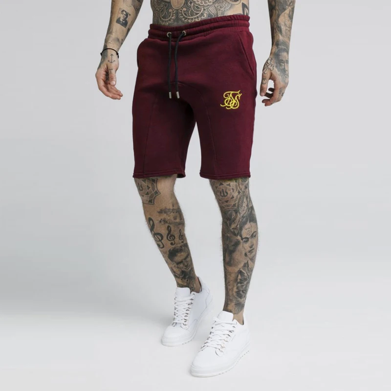 

2019 New Fashion Men Sik Silk Shorts men embroidery Cotton Bodybuilding Sweatpants Fitness Jogger Casual summer Men Shorts