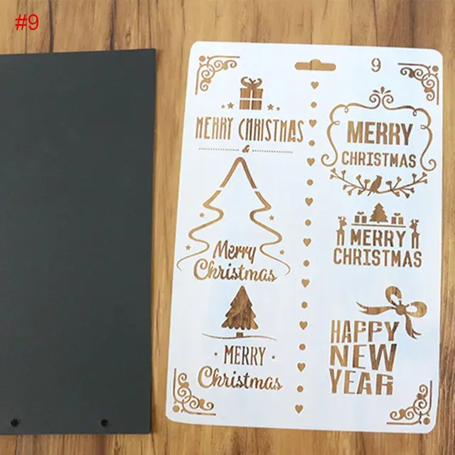 1pc diy christmas and happy new year painting template bullet christmas journal