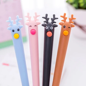 

4 color gel pen 0.38mm elk cartoon cute learning stationery deer water-based pen Christmas gift office writing supplies