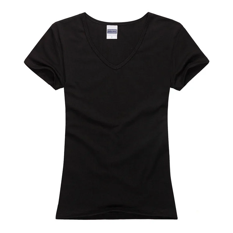 New 2015 Summer Blank T shirt Women Lycra Cotton T shirts Womens V neck ...