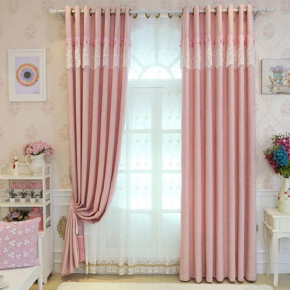 Rosa Jacquard Rendas Costura Quarto Cozinha Sala De Estar Janela Rosa Jacquard Rendas Costura Quarto Cozinha Sala De Estar Janela