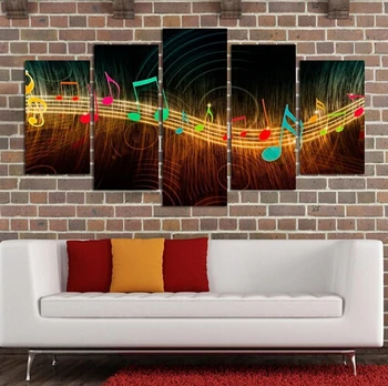 

Unframed Painting on Canvas Abstract Music Notation Pictures Home Decor 5 Panel Wall Art Paintings Unframed Wholesale