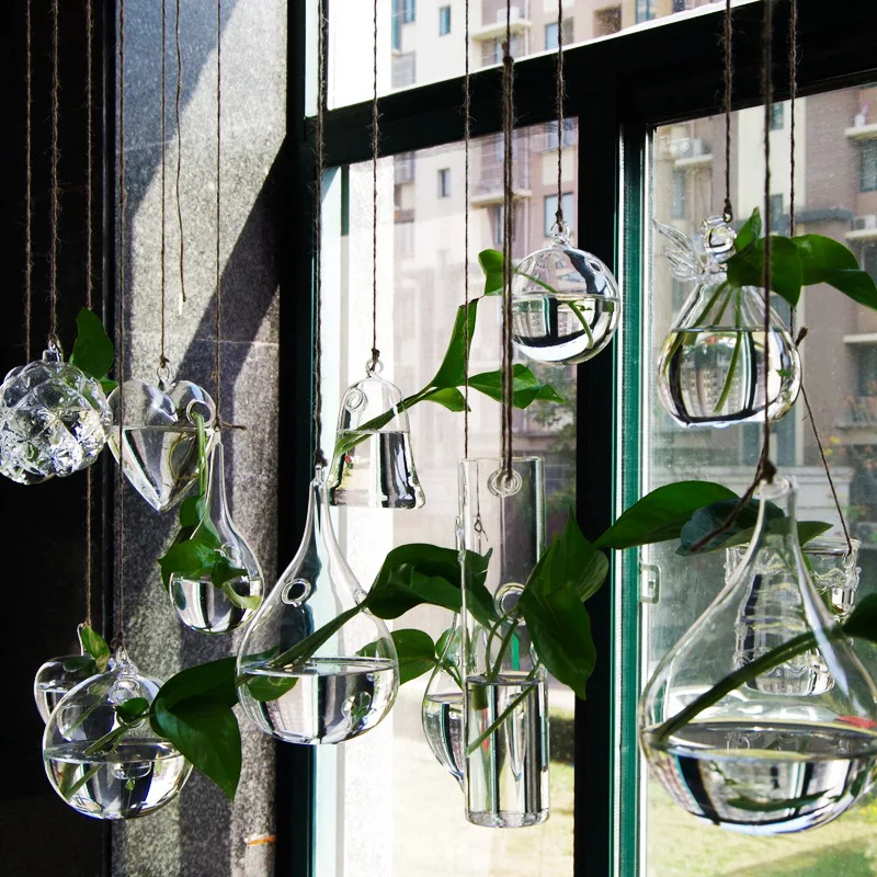 Transparent glass vase home hydroponic brief flower at decoration small bottle|crystal pot|hanging vaseglass |