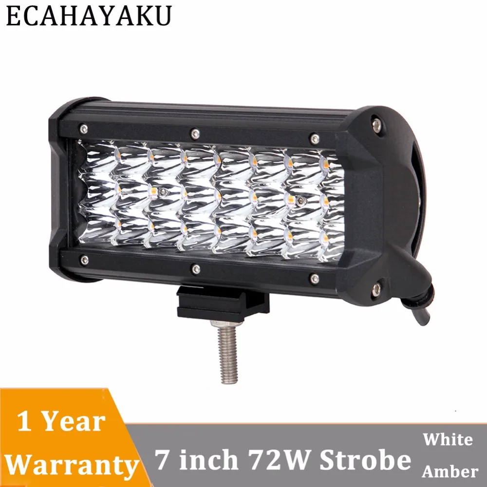 

ECAHAYAKU 1 Pcs Triple rows 7inch LED Light Bar 72W Dual Colors Strobe Spot Led Work Light Bar 12V Truck SUV ATV 4WD 4x4 Led Bar