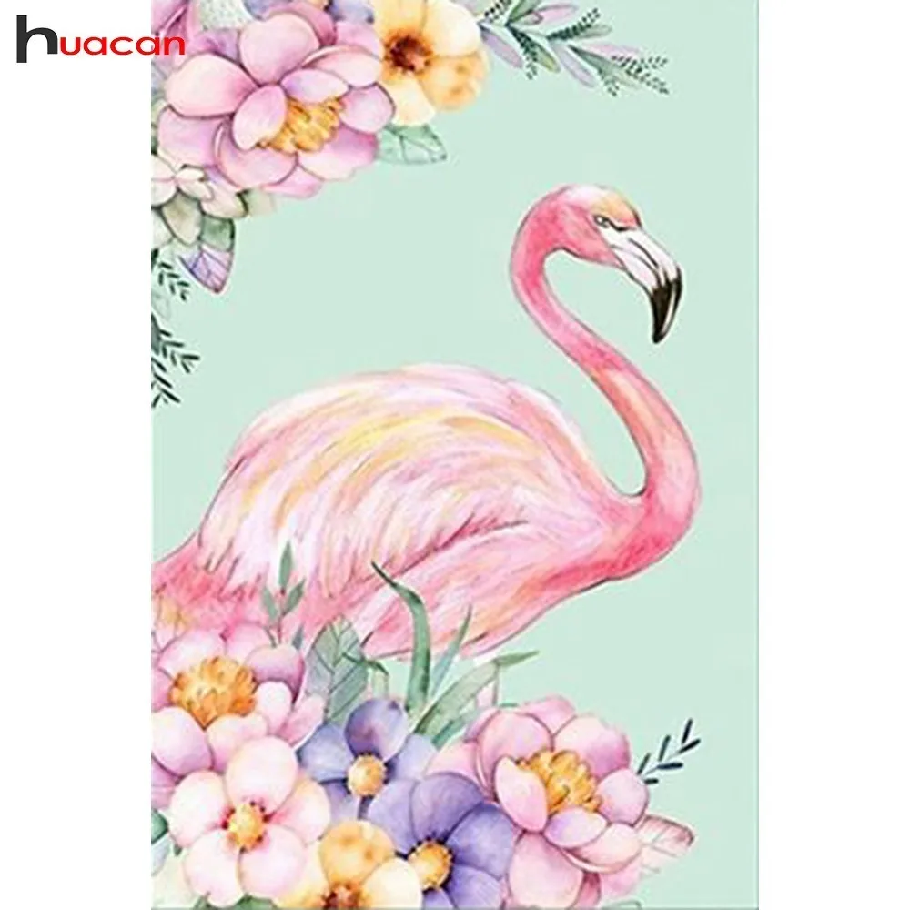 

HUACAN Diamond Embroidery Animals Diamond Painting Flamingo Cross Stitch 5D DIY Full Drill Square Mosaic Decoration Home