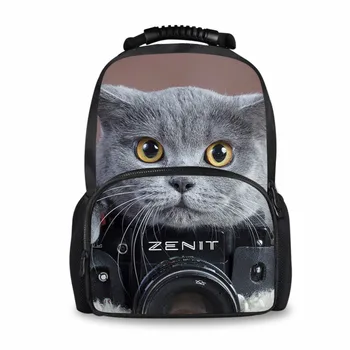 

THIKIN Camera and Cute Cat Students Casual Travel Rucksack Large Book Bags Girls Boy Laptop Backpacks Customize Leisure Daypack