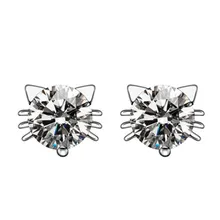 Модные ювелирные изделия с цирконом Крылья Ангела сердце Красивые серьги-гвоздики милые кошачьи уши дизайн серьги гвоздики для женщин корейский стиль