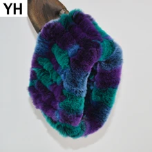 Настоящий шарф из меха кролика рекс леди высокого качества вязаный мех кролика рекс повязка на голову Зимняя мода натуральный мех кролика рекс кольцо шарфы