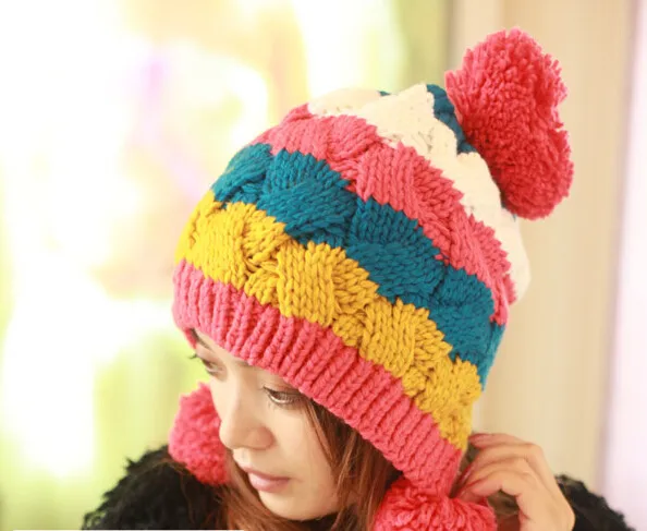 BomHCS Koren модная осенне-зимняя Милая женская вязаная шапка вязаная шапка ручной работы