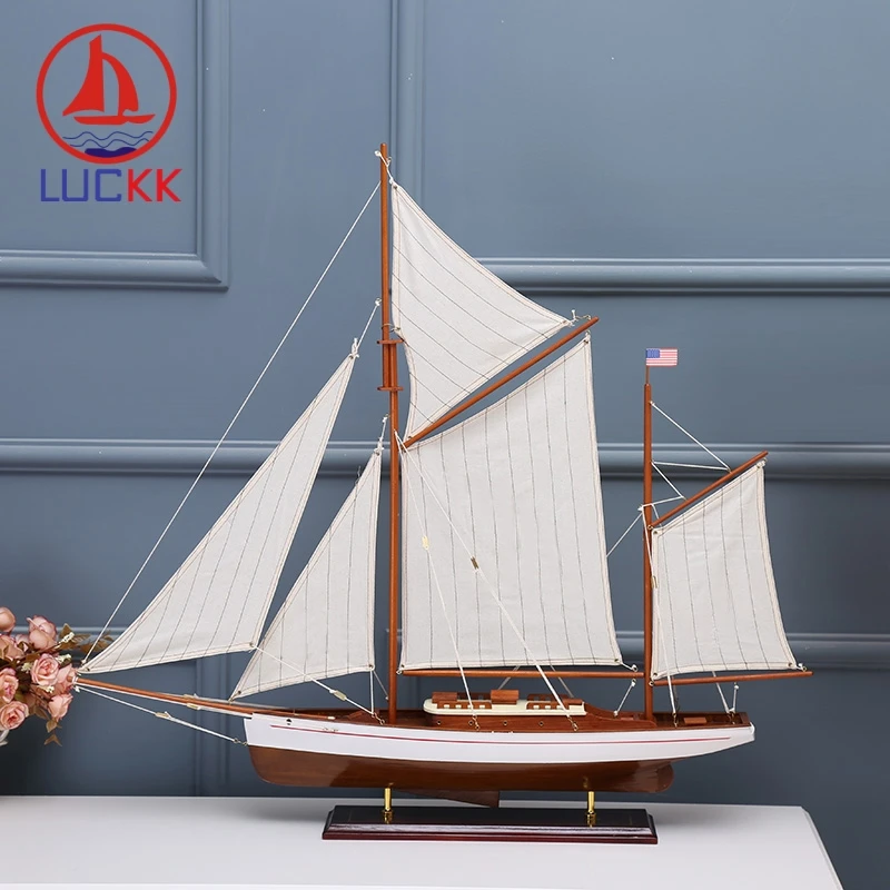 

LUCKK 90CM American Wooded Model Ships Home Interior Vintage White Decoration Wood For Crafts Sea Style Assembling Building Kits