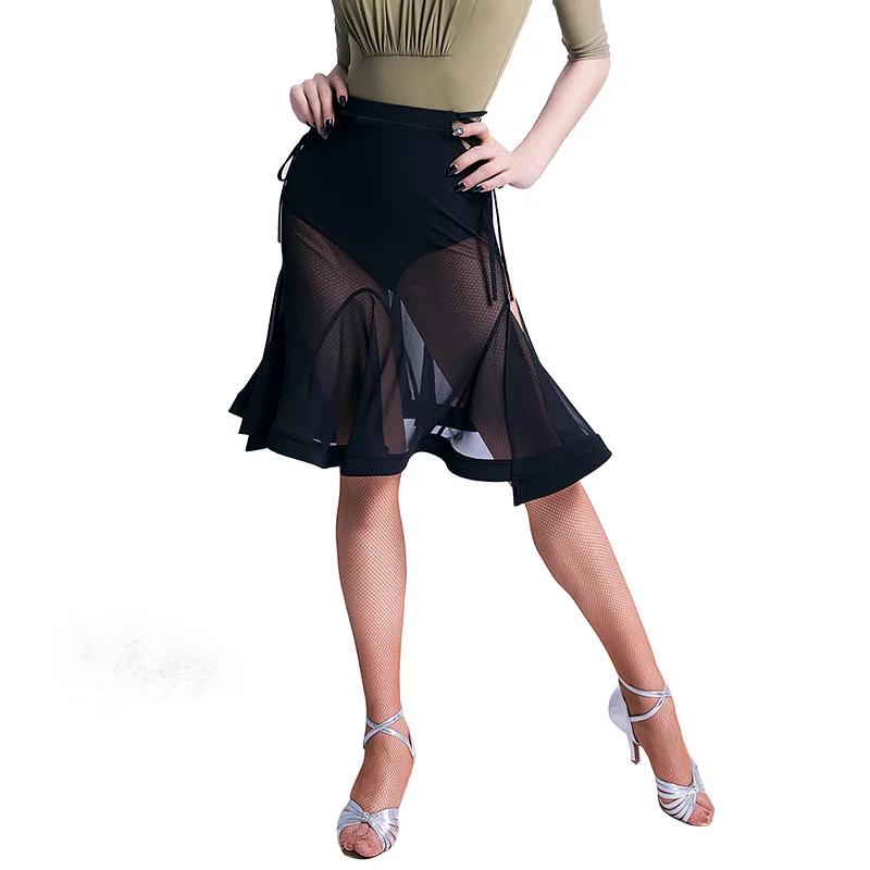 Модная короткая Юбка До Колена Для латинских танцев, для женщин, бальный костюм, одежда для выступлений, M2107 - Цвет: black