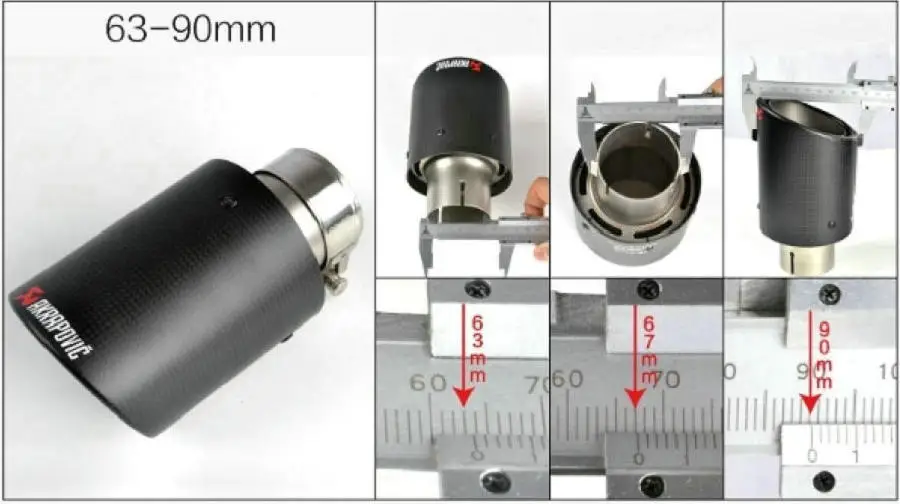 Универсальный автомобильный глушитель akrapovic из титанового углеродного волокна, Модифицированная выхлопная труба, автомобильный вход 63 мм 59 мм, выход 89 мм 114 мм