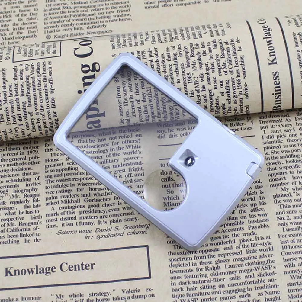 88*57*9mm Credit Card Led Magnifier Loupe With Light Leather Case Magnifying Glass Ultra-Thin Portable Square With LED Light#w