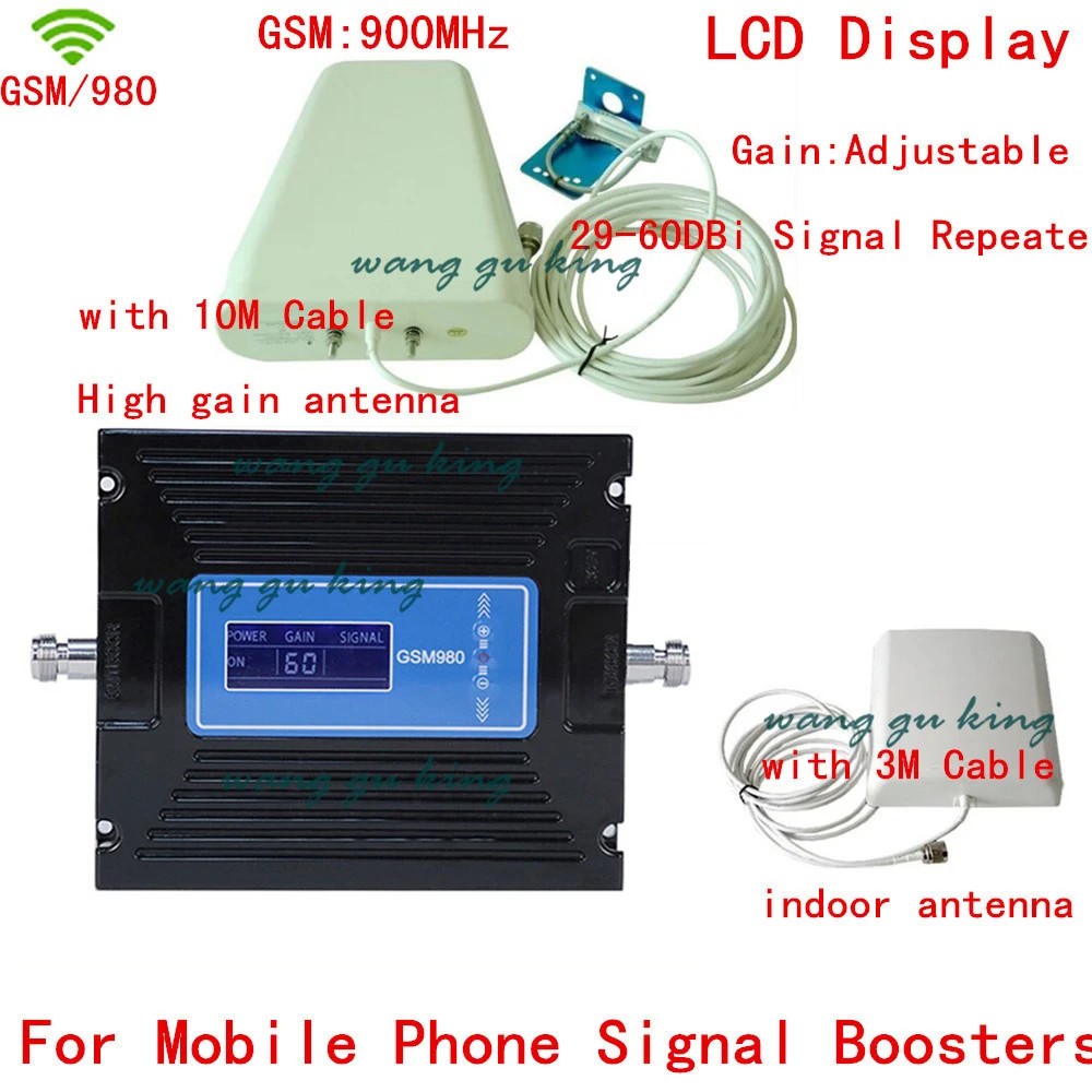 

New LCD Display GSM Repeater 2G Mobile Phone Booster GSM 900MHZ Signal Repeater CellPhone Amplifier Booster with antennas+cable