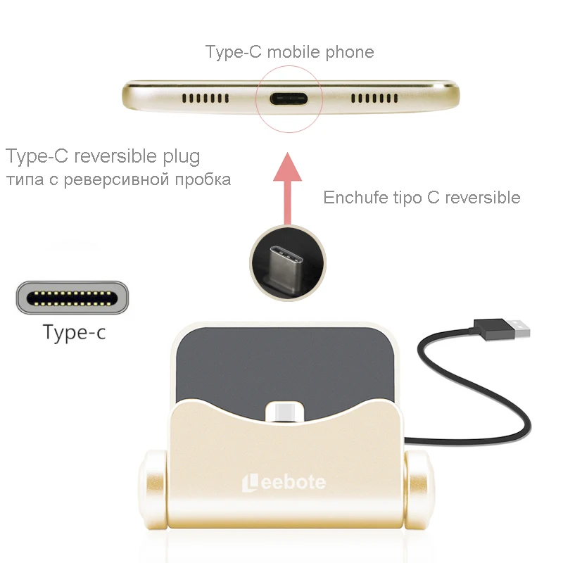 Leebote type-C зарядная док-станция Синхронизация данных USB Настольная док-станция зарядное устройство Подставка для Xiaomi samsung huawei LG sony zte