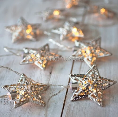 

3.3M Battery Powerd Christmas lights LED Fairy Lights 20 Metal Star String Light for Festival Halloween Party Wedding Decoration
