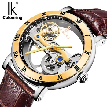 

IK Colouring Luxury Men Watch Stainless Steel Case Male Clock Auto Mechanical Wristwatch 5ATM Waterproof Relogio Masculino