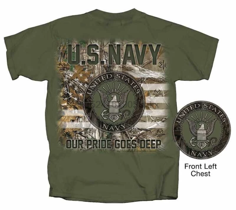 

MILITARY U.S. NAVY SEAL REALTREE MEN'S MILITARY GREEN COTTON TEE SHIRT