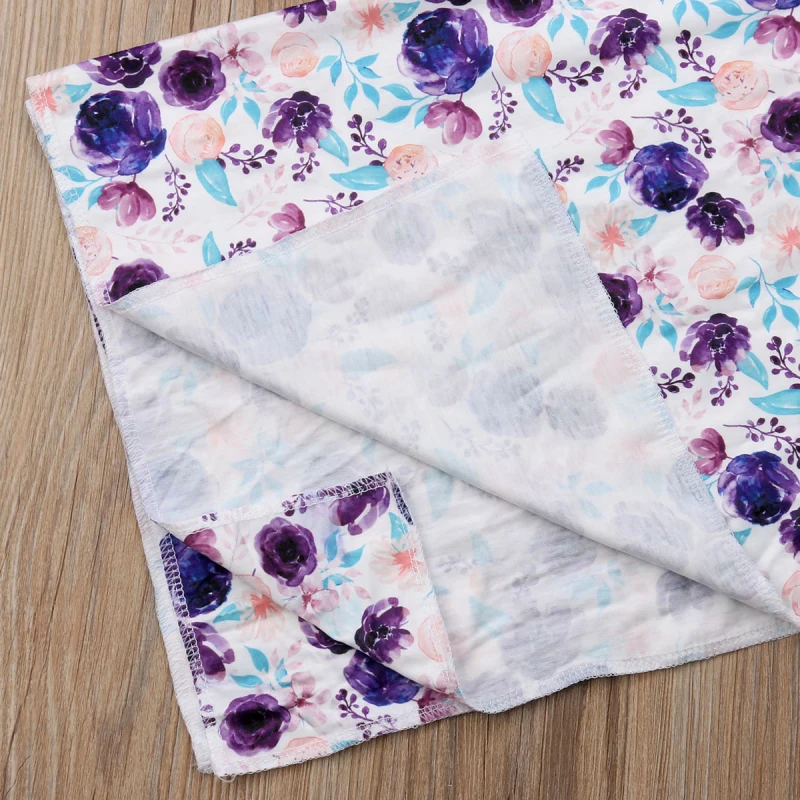 США для малышей, с цветочным узором Snuggle пеленание Обёрточная бумага Одеяло спальный мешок пеленать ободки Hat 3 шт