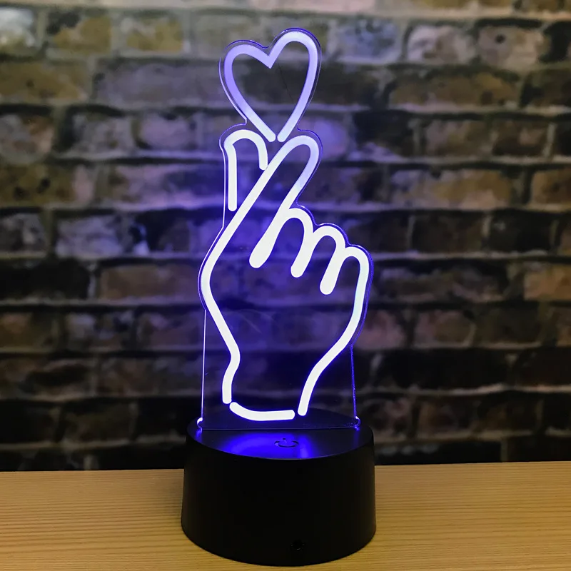 Креативная Любовь 3d Маленькая настольная лампа прикроватная романтическая
