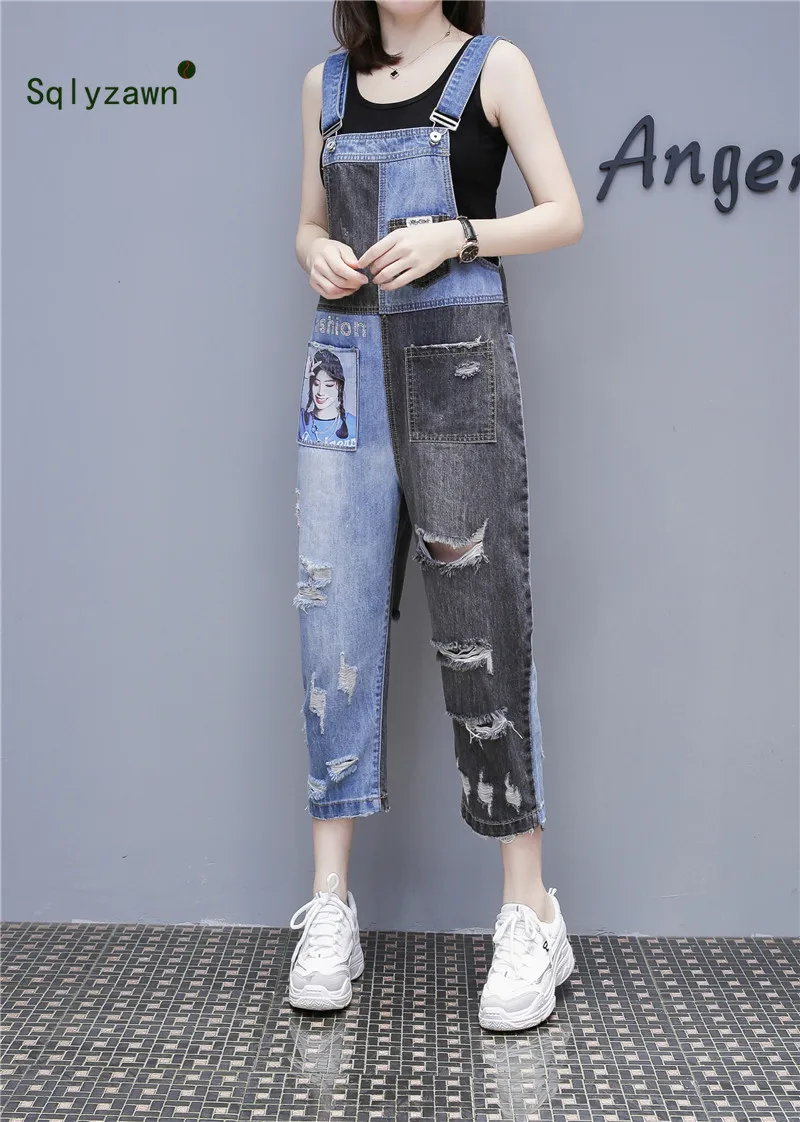 denim capri jumpsuit