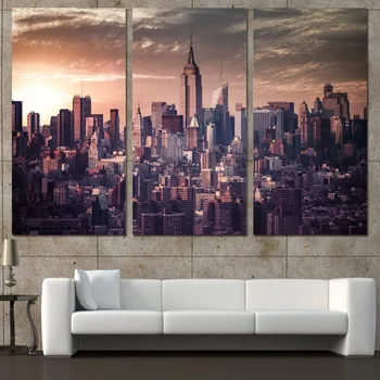 

3 Panels Canvas Art City New York Buildings Home Decor Wall Art Painting Canvas Prints Pictures for Living Room Poster XA1099C