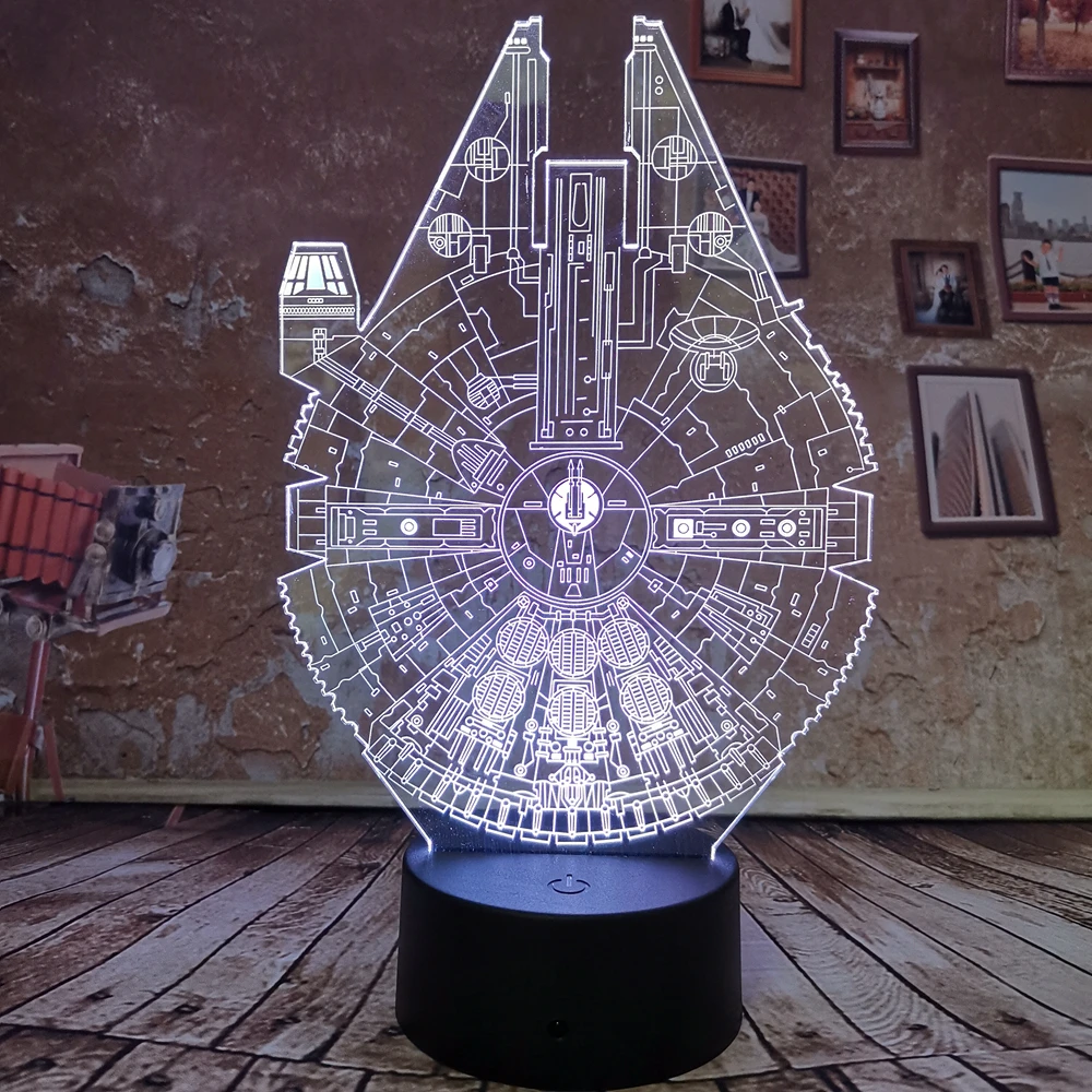 Крутая 3D Светодиодная лампа Star Wars Millennium 7 градиентные автомобильные цветные