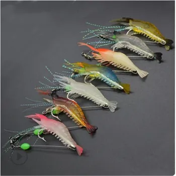 

1pcs/lot Simulation Shrimp Soft Lure 8cm/5g Fishing Lure Artificial Bait With Glow Hook Swivels Luminous Pesca Sabiki Rigs