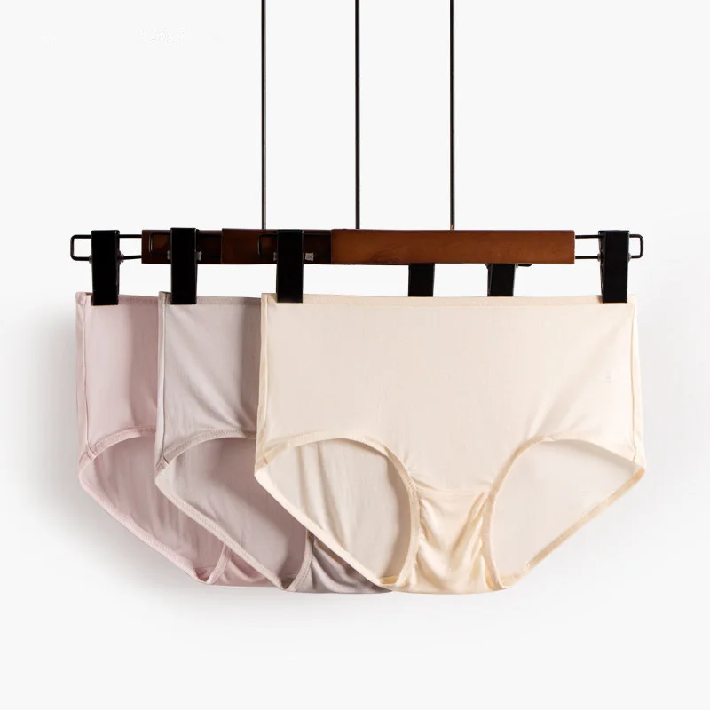 

3pcs/lot Women Natural Silk Panties Briefs Mid-rise Underwear Intimates Women Health Underpants 100% Silk Fabric